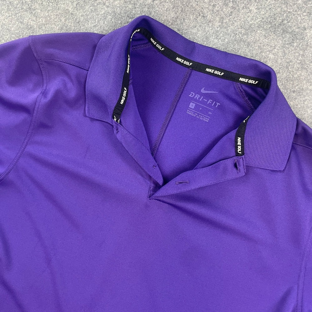 Nike DRI-FIT Mens Polo Shirt S Purple Stretch Short Sleeve